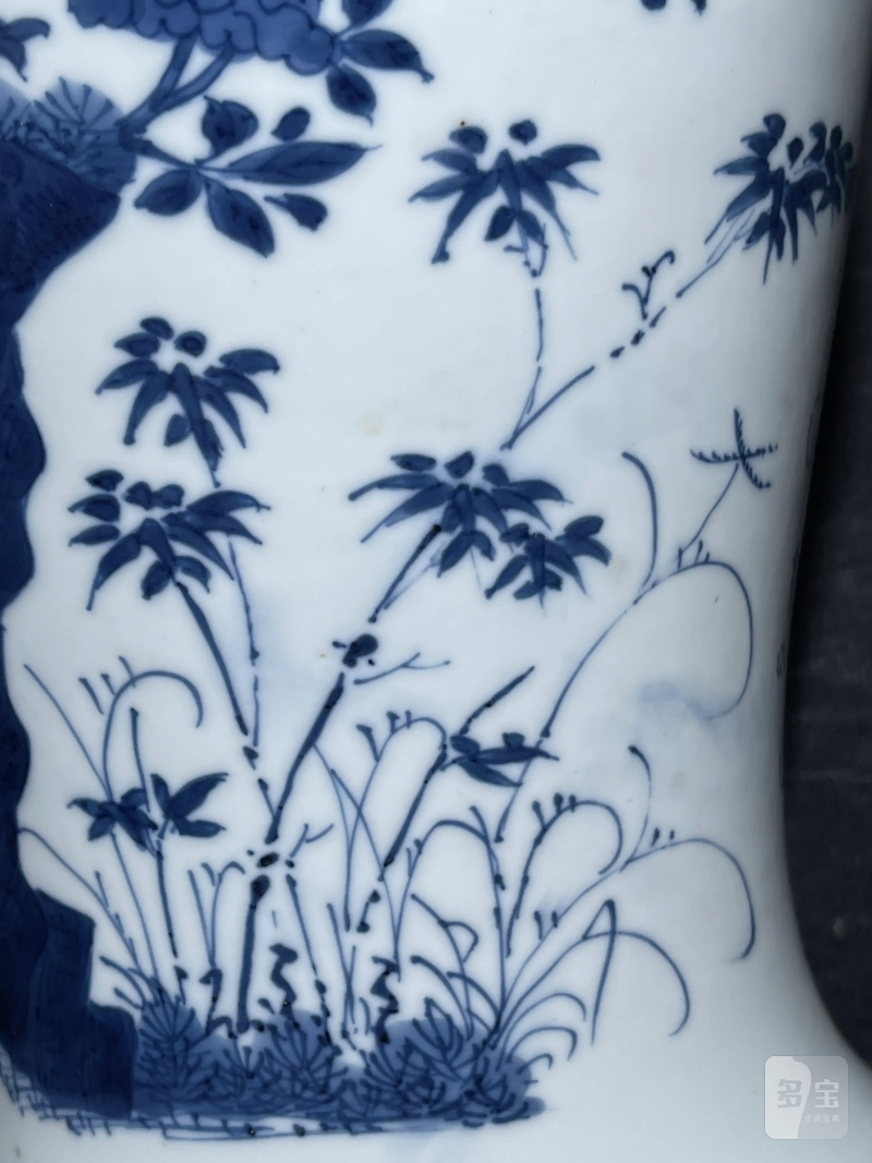 清康熙 青花花鸟纹观音尊 - 图6
